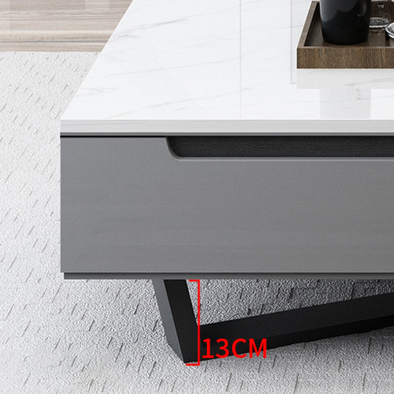 Marble Top Abstract Coffee Table with Storage Contemporary White Clearhalo 'Coffee & Accent Tables' 'Coffee Tables' 'coffee_tables' 'furn' 'furn_coffee_tables' 'Furniture' 'Living Room Furniture' 7655855