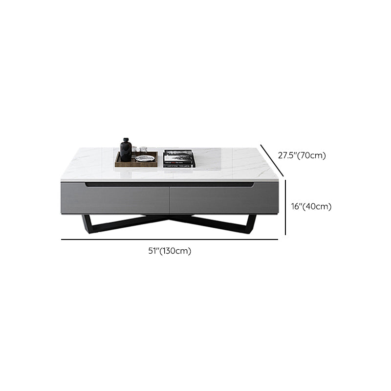 Marble Top Abstract Coffee Table with Storage Contemporary White Clearhalo 'Coffee & Accent Tables' 'Coffee Tables' 'coffee_tables' 'furn' 'furn_coffee_tables' 'Furniture' 'Living Room Furniture' 7655858