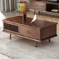 4 Legs Coffee or End Table with Storage Drawers Solid Wood Rectangle