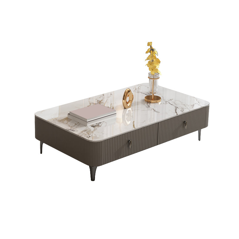 Caffè in ardesia o tavolo finale con 4 cassetti di stoccaggio contemporanei 4 gambe