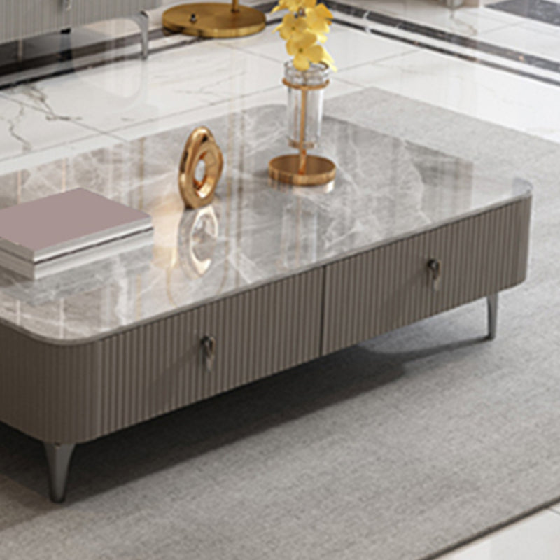 Caffè in ardesia o tavolo finale con 4 cassetti di stoccaggio contemporanei 4 gambe