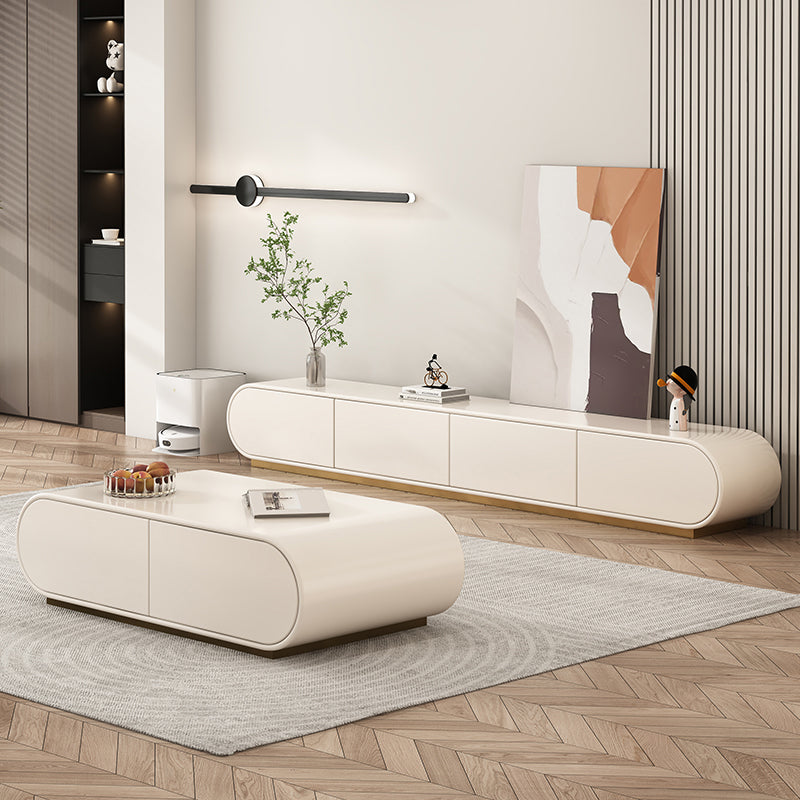 Wooden Coffee or End Table with Storage Drawers Contemporary Abstract