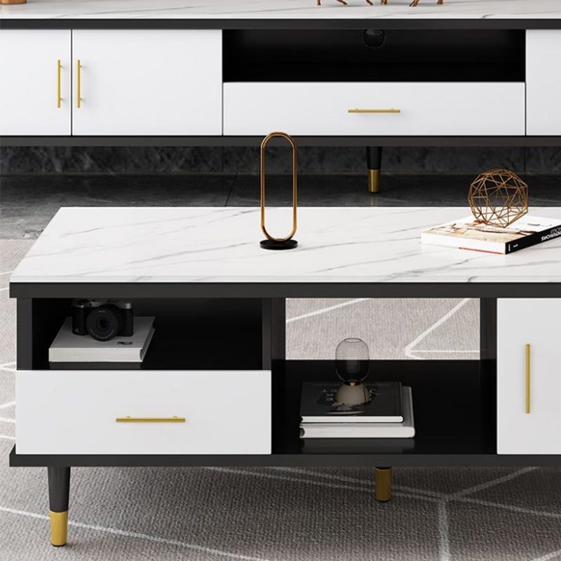 Slate Coffee or End Table with Storage Drawers Contemporary 4 Legs Clearhalo 'Coffee & Accent Tables' 'Coffee Tables' 'coffee_tables' 'furn' 'furn_coffee_tables' 'Furniture' 'Living Room Furniture' 7655984