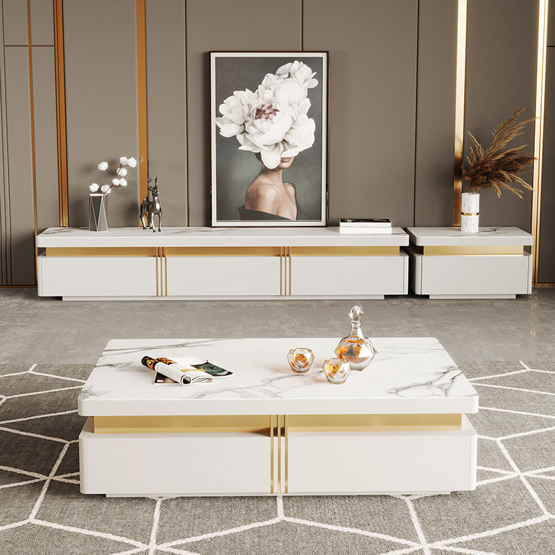 Slate Coffee or End Table with 4 Storage Drawers Contemporary Clearhalo 'Coffee & Accent Tables' 'Coffee Tables' 'coffee_tables' 'furn' 'furn_coffee_tables' 'Furniture' 'Living Room Furniture' 7655992