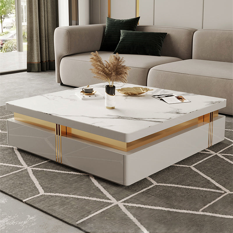 Slate Coffee or End Table with 4 Storage Drawers Contemporary Clearhalo 'Coffee & Accent Tables' 'Coffee Tables' 'coffee_tables' 'furn' 'furn_coffee_tables' 'Furniture' 'Living Room Furniture' 7656001