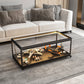 Glass Top Coffee Cocktail Table Block/4 Legs Contemporary Trunk Storage Clearhalo 'Coffee & Accent Tables' 'Coffee Tables' 'coffee_tables' 'furn' 'furn_coffee_tables' 'Furniture' 'Living Room Furniture' 7656005