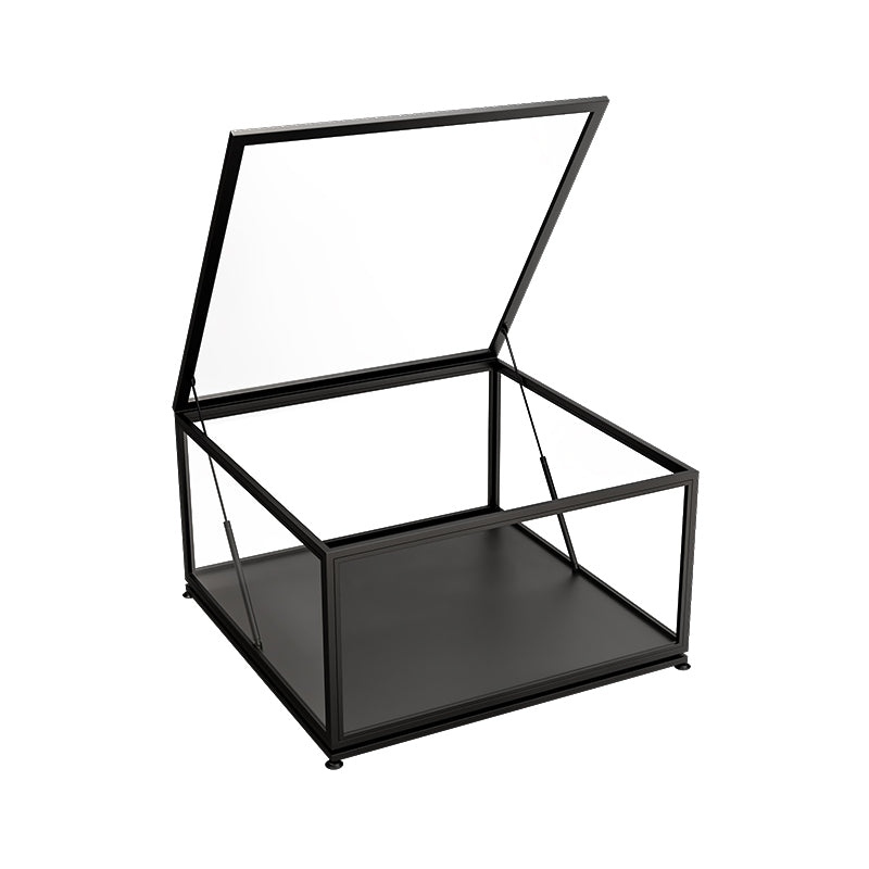 Glass Top Coffee Cocktail Table Block/4 Legs Contemporary Trunk Storage Black Block Clearhalo 'Coffee & Accent Tables' 'Coffee Tables' 'coffee_tables' 'furn' 'furn_coffee_tables' 'Furniture' 'Living Room Furniture' 7656009
