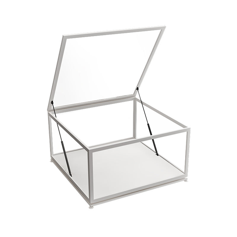 Glass Top Coffee Cocktail Table Block/4 Legs Contemporary Trunk Storage White Block Clearhalo 'Coffee & Accent Tables' 'Coffee Tables' 'coffee_tables' 'furn' 'furn_coffee_tables' 'Furniture' 'Living Room Furniture' 7656011