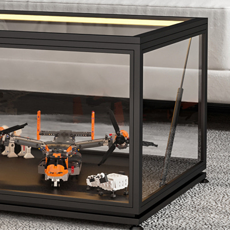 Glass Top Coffee Cocktail Table Block/4 Legs Contemporary Trunk Storage Clearhalo 'Coffee & Accent Tables' 'Coffee Tables' 'coffee_tables' 'furn' 'furn_coffee_tables' 'Furniture' 'Living Room Furniture' 7656016