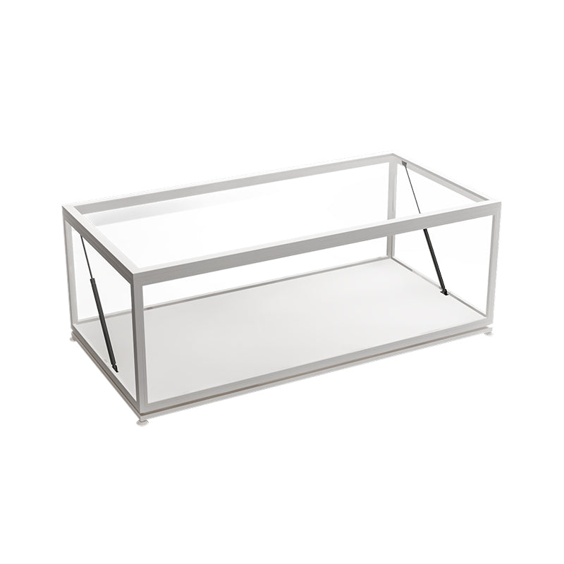 Glass Top Coffee Cocktail Table Block/4 Legs Contemporary Trunk Storage White Block Clearhalo 'Coffee & Accent Tables' 'Coffee Tables' 'coffee_tables' 'furn' 'furn_coffee_tables' 'Furniture' 'Living Room Furniture' 7656018