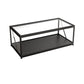Glass Top Coffee Cocktail Table Block/4 Legs Contemporary Trunk Storage Black Block Clearhalo 'Coffee & Accent Tables' 'Coffee Tables' 'coffee_tables' 'furn' 'furn_coffee_tables' 'Furniture' 'Living Room Furniture' 7656019