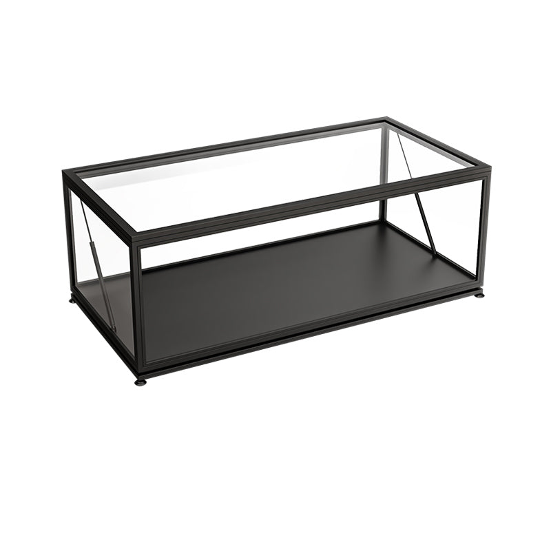 Glass Top Coffee Cocktail Table Block/4 Legs Contemporary Trunk Storage Black Block Clearhalo 'Coffee & Accent Tables' 'Coffee Tables' 'coffee_tables' 'furn' 'furn_coffee_tables' 'Furniture' 'Living Room Furniture' 7656019