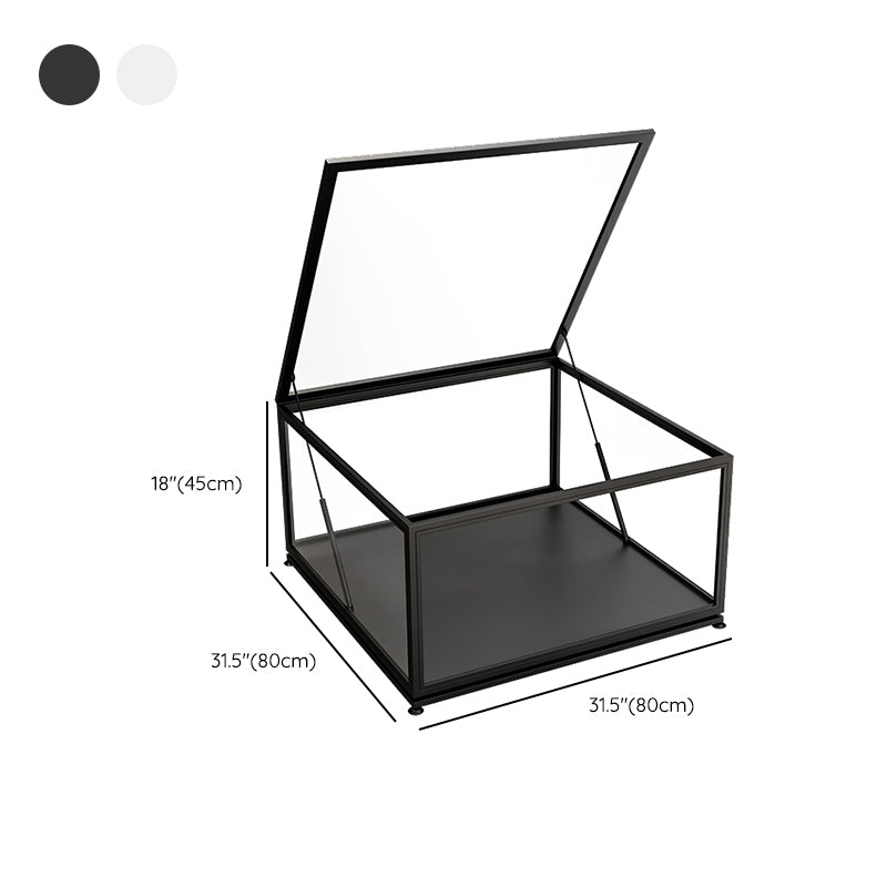 Glass Top Coffee Cocktail Table Block/4 Legs Contemporary Trunk Storage Clearhalo 'Coffee & Accent Tables' 'Coffee Tables' 'coffee_tables' 'furn' 'furn_coffee_tables' 'Furniture' 'Living Room Furniture' 7656026