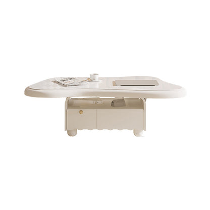 Slate Coffee Cocktail Table with Storage Drawers White Block Contemporary 47"L x 28"W x 16"H Clearhalo 'Coffee & Accent Tables' 'Coffee Tables' 'coffee_tables' 'furn' 'furn_coffee_tables' 'Furniture' 'Living Room Furniture' 7656050