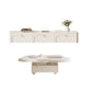 Slate Coffee Cocktail Table with Storage Drawers White Block Contemporary 79"L x 14"W x 10"H + 47"L x 28"W x 16"H Clearhalo 'Coffee & Accent Tables' 'Coffee Tables' 'coffee_tables' 'furn' 'furn_coffee_tables' 'Furniture' 'Living Room Furniture' 7656051