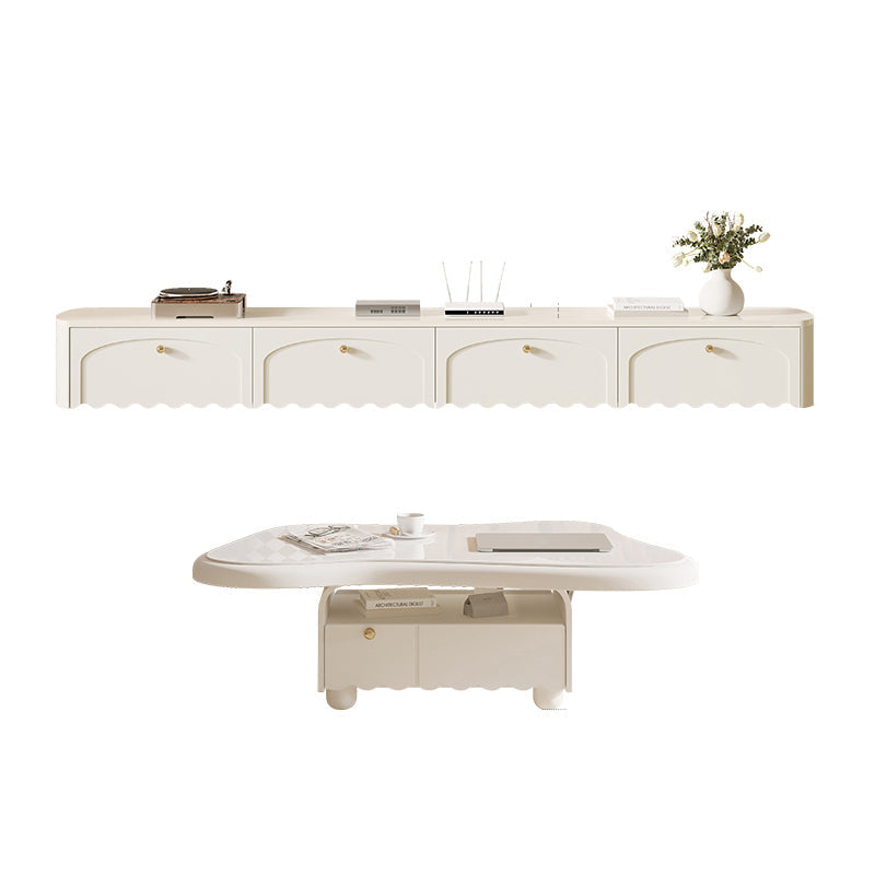 Slate Coffee Cocktail Table with Storage Drawers White Block Contemporary Clearhalo 'Coffee & Accent Tables' 'Coffee Tables' 'coffee_tables' 'furn' 'furn_coffee_tables' 'Furniture' 'Living Room Furniture' 7656053