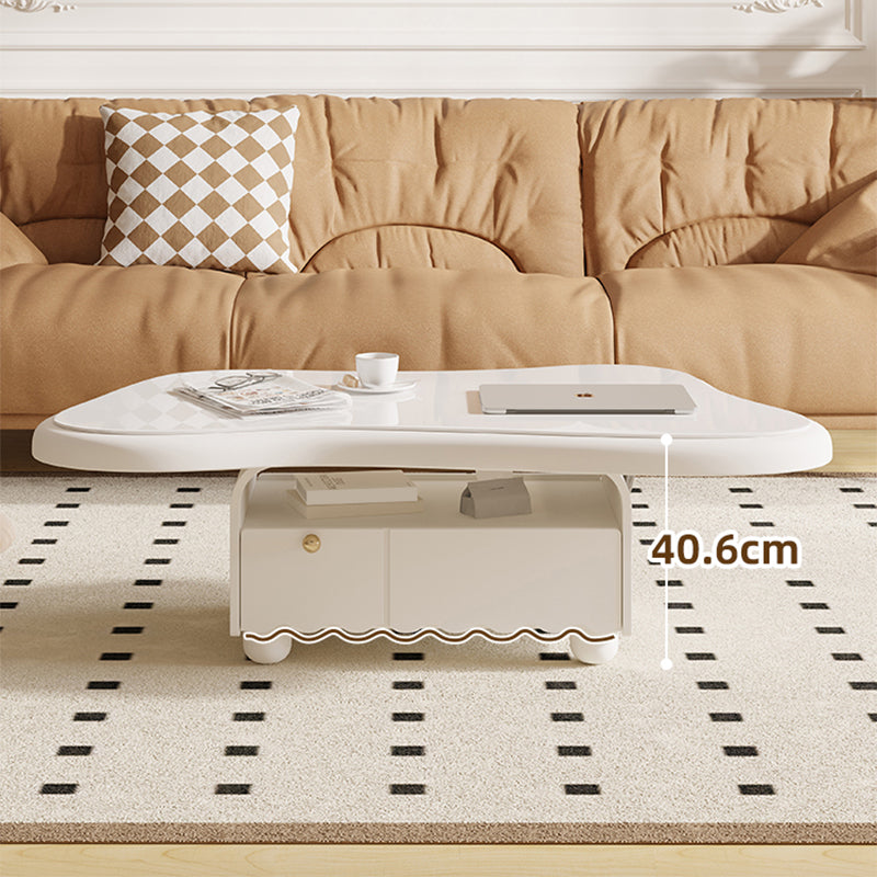 Slate Coffee Cocktail Table with Storage Drawers White Block Contemporary Clearhalo 'Coffee & Accent Tables' 'Coffee Tables' 'coffee_tables' 'furn' 'furn_coffee_tables' 'Furniture' 'Living Room Furniture' 7656054