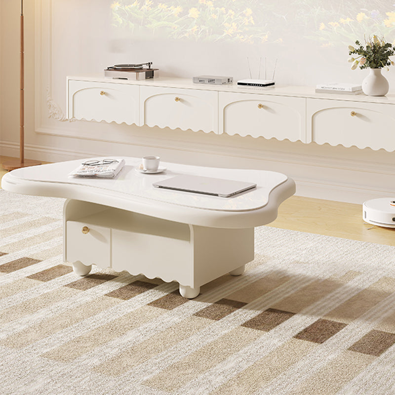 Slate Coffee Cocktail Table with Storage Drawers White Block Contemporary Clearhalo 'Coffee & Accent Tables' 'Coffee Tables' 'coffee_tables' 'furn' 'furn_coffee_tables' 'Furniture' 'Living Room Furniture' 7656055