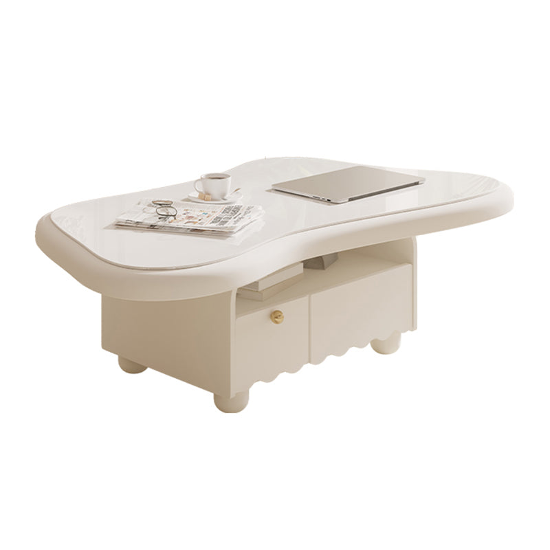 Slate Coffee Cocktail Table with Storage Drawers White Block Contemporary Clearhalo 'Coffee & Accent Tables' 'Coffee Tables' 'coffee_tables' 'furn' 'furn_coffee_tables' 'Furniture' 'Living Room Furniture' 7656056