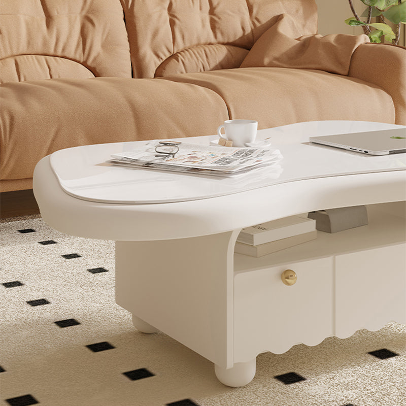 Slate Coffee Cocktail Table with Storage Drawers White Block Contemporary Clearhalo 'Coffee & Accent Tables' 'Coffee Tables' 'coffee_tables' 'furn' 'furn_coffee_tables' 'Furniture' 'Living Room Furniture' 7656059
