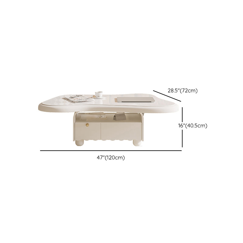Slate Coffee Cocktail Table with Storage Drawers White Block Contemporary Clearhalo 'Coffee & Accent Tables' 'Coffee Tables' 'coffee_tables' 'furn' 'furn_coffee_tables' 'Furniture' 'Living Room Furniture' 7656061