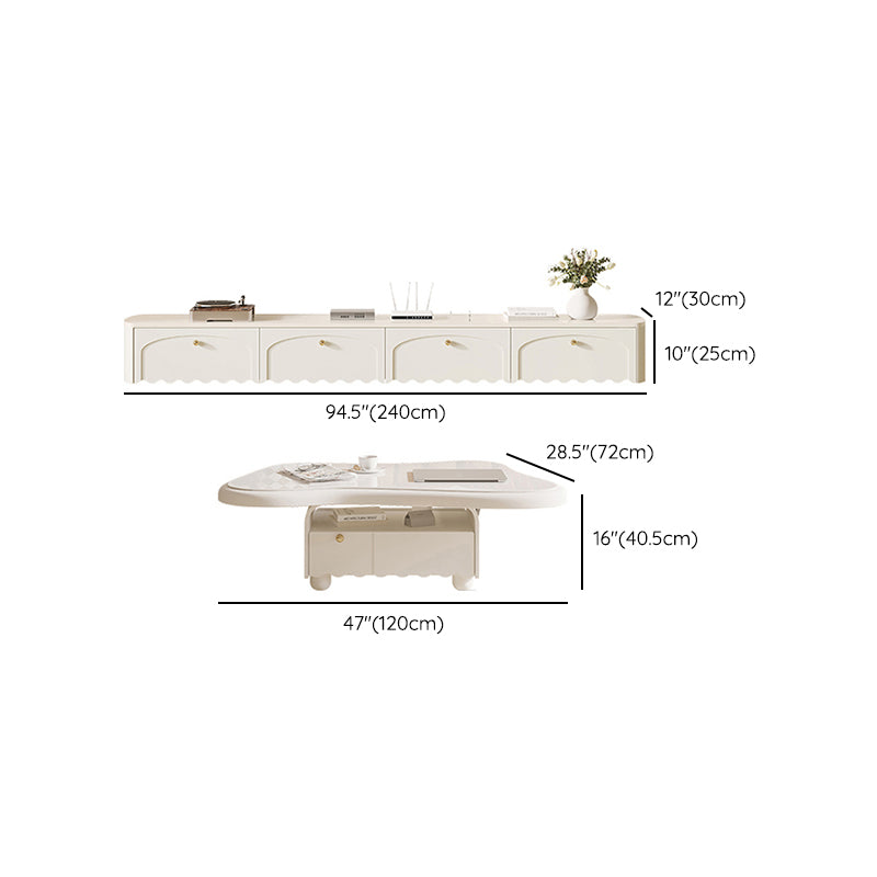 Slate Coffee Cocktail Table with Storage Drawers White Block Contemporary Clearhalo 'Coffee & Accent Tables' 'Coffee Tables' 'coffee_tables' 'furn' 'furn_coffee_tables' 'Furniture' 'Living Room Furniture' 7656064