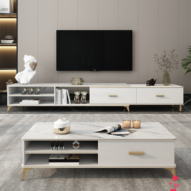 Wooden Coffee Cocktail Table with Storage 4 Legs Contemporary Rectangle Clearhalo 'Coffee & Accent Tables' 'Coffee Tables' 'coffee_tables' 'furn' 'furn_coffee_tables' 'Furniture' 'Living Room Furniture' 7656065