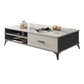 Wooden Coffee Cocktail Table with Storage 4 Legs Contemporary Rectangle 47"L x 24"W x 16"H Black White Clearhalo 'Coffee & Accent Tables' 'Coffee Tables' 'coffee_tables' 'furn' 'furn_coffee_tables' 'Furniture' 'Living Room Furniture' 7656067