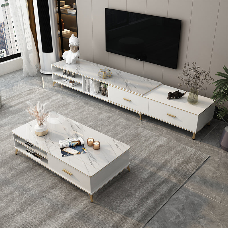 Wooden Coffee Cocktail Table with Storage 4 Legs Contemporary Rectangle Clearhalo 'Coffee & Accent Tables' 'Coffee Tables' 'coffee_tables' 'furn' 'furn_coffee_tables' 'Furniture' 'Living Room Furniture' 7656072