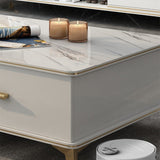 Wooden Coffee Cocktail Table with Storage 4 Legs Contemporary Rectangle