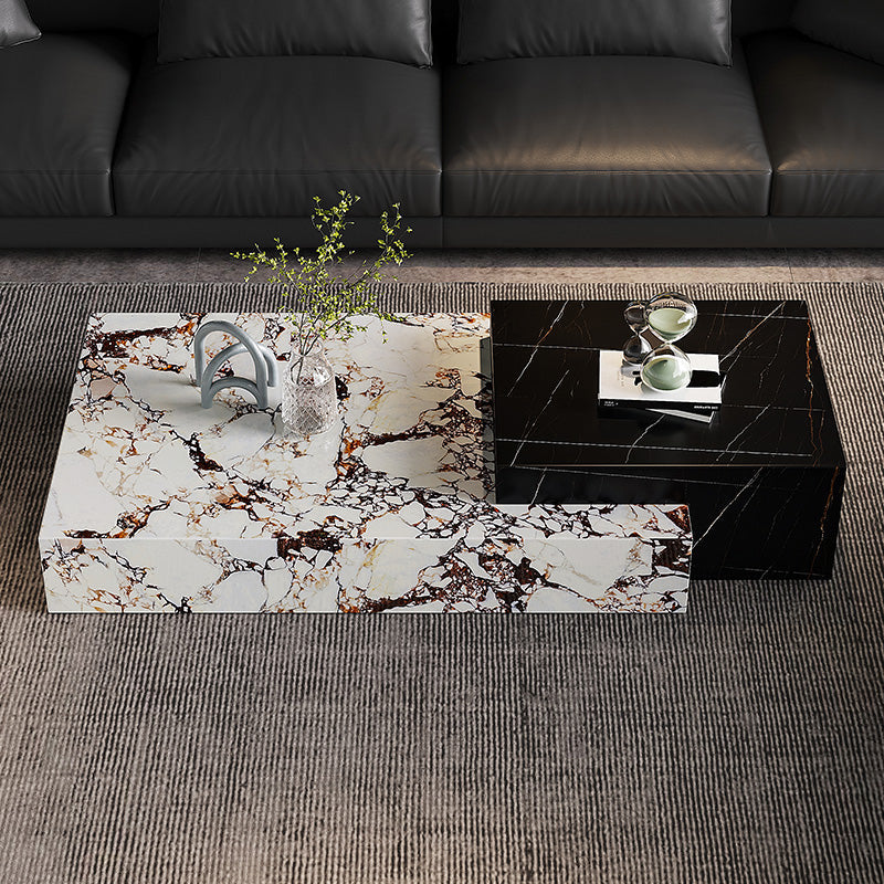 Block Nesting Coffee Table Set Contemporary Rectangle Slate Top Clearhalo 'Coffee & Accent Tables' 'Coffee Tables' 'coffee_tables' 'furn' 'furn_coffee_tables' 'Furniture' 'Living Room Furniture' 7656080