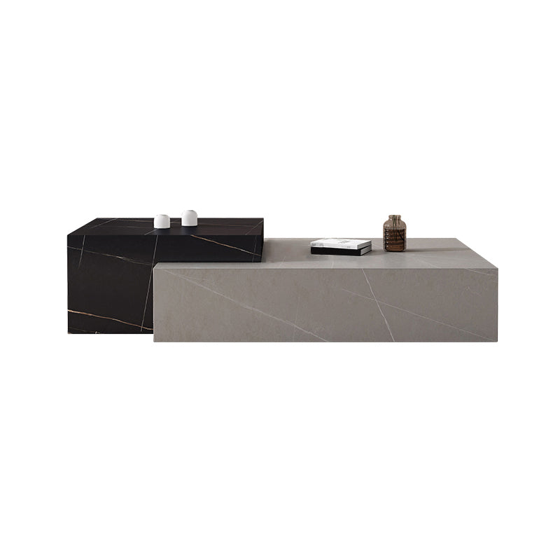 Block Nesting Coffee Table Set Contemporary Rectangle Slate Top Black Gray Clearhalo 'Coffee & Accent Tables' 'Coffee Tables' 'coffee_tables' 'furn' 'furn_coffee_tables' 'Furniture' 'Living Room Furniture' 7656083
