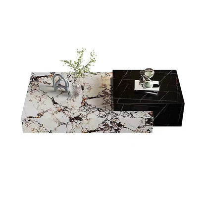 Block Nesting Coffee Table Set Contemporary Rectangle Slate Top Black-White Clearhalo 'Coffee & Accent Tables' 'Coffee Tables' 'coffee_tables' 'furn' 'furn_coffee_tables' 'Furniture' 'Living Room Furniture' 7656084