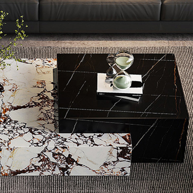 Block Nesting Coffee Table Set Contemporary Rectangle Slate Top Clearhalo 'Coffee & Accent Tables' 'Coffee Tables' 'coffee_tables' 'furn' 'furn_coffee_tables' 'Furniture' 'Living Room Furniture' 7656087