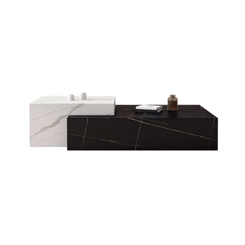 Block Nesting Coffee Table Set Contemporary Rectangle Slate Top Beige Black Clearhalo 'Coffee & Accent Tables' 'Coffee Tables' 'coffee_tables' 'furn' 'furn_coffee_tables' 'Furniture' 'Living Room Furniture' 7656090