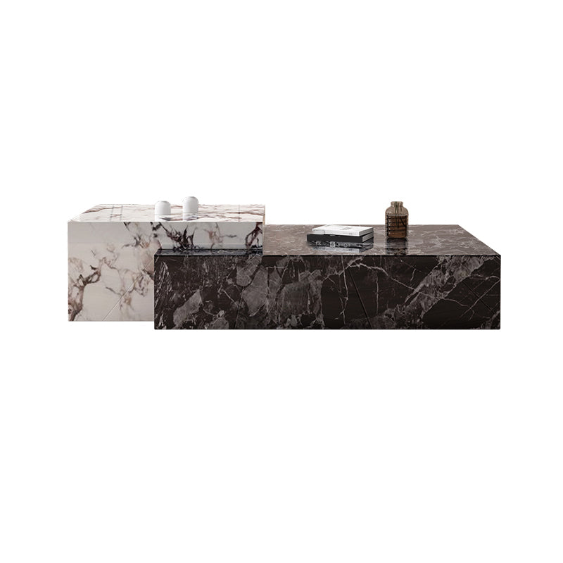 Block Nesting Coffee Table Set Contemporary Rectangle Slate Top White-Black Clearhalo 'Coffee & Accent Tables' 'Coffee Tables' 'coffee_tables' 'furn' 'furn_coffee_tables' 'Furniture' 'Living Room Furniture' 7656096