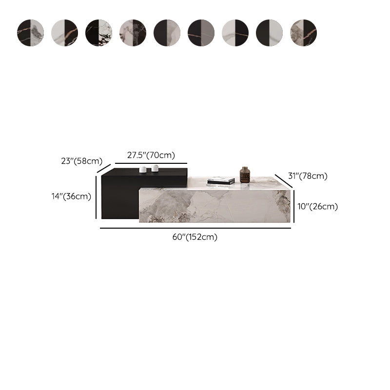 Block Nesting Coffee Table Set Contemporary Rectangle Slate Top Clearhalo 'Coffee & Accent Tables' 'Coffee Tables' 'coffee_tables' 'furn' 'furn_coffee_tables' 'Furniture' 'Living Room Furniture' 7656097