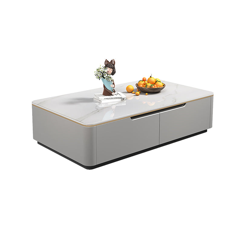 Block Slate Coffee Cocktail Table with 4 Storage Drawers Rectangle Grey Clearhalo 'Coffee & Accent Tables' 'Coffee Tables' 'coffee_tables' 'furn' 'furn_coffee_tables' 'Furniture' 'Living Room Furniture' 7656131