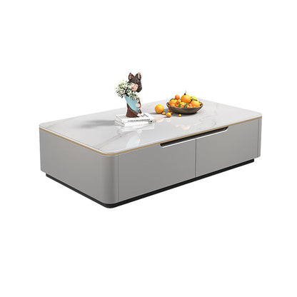 Block Slate Coffee Cocktail Table with 4 Storage Drawers Rectangle Grey Clearhalo 'Coffee & Accent Tables' 'Coffee Tables' 'coffee_tables' 'furn' 'furn_coffee_tables' 'Furniture' 'Living Room Furniture' 7656131