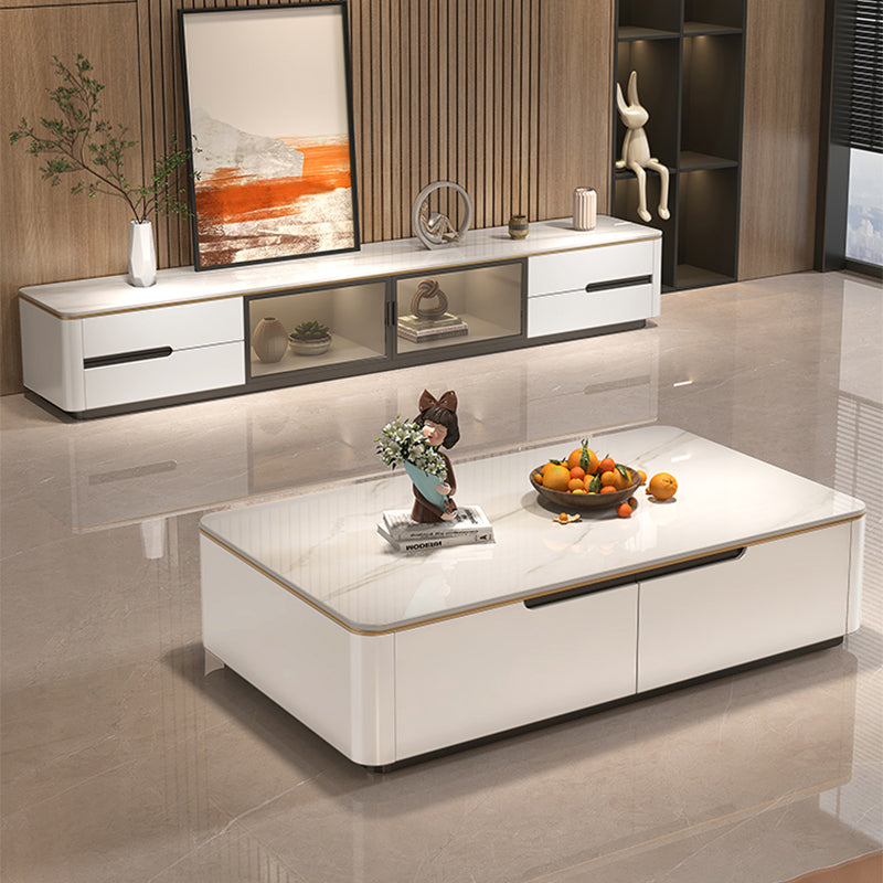 Block Slate Coffee Cocktail Table with 4 Storage Drawers Rectangle Clearhalo 'Coffee & Accent Tables' 'Coffee Tables' 'coffee_tables' 'furn' 'furn_coffee_tables' 'Furniture' 'Living Room Furniture' 7656134