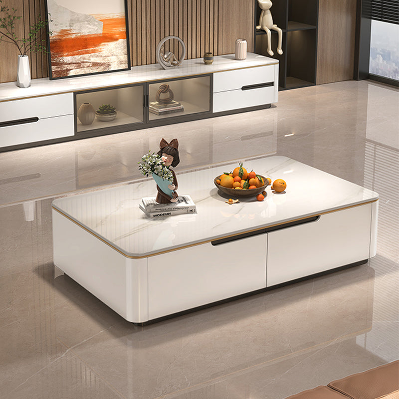 Block Slate Coffee Cocktail Table with 4 Storage Drawers Rectangle Clearhalo 'Coffee & Accent Tables' 'Coffee Tables' 'coffee_tables' 'furn' 'furn_coffee_tables' 'Furniture' 'Living Room Furniture' 7656136