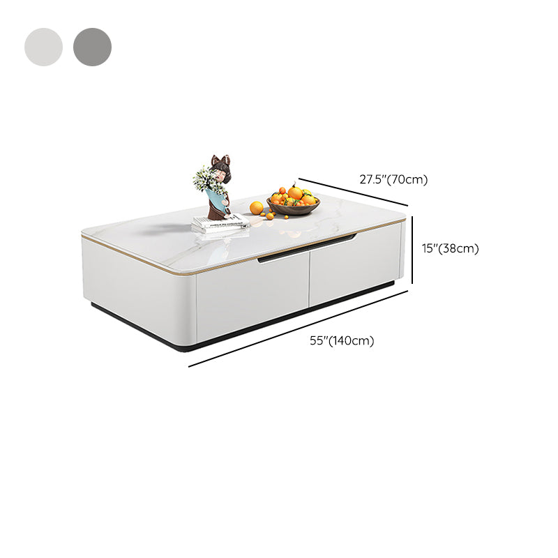 Block Slate Coffee Cocktail Table with 4 Storage Drawers Rectangle Clearhalo 'Coffee & Accent Tables' 'Coffee Tables' 'coffee_tables' 'furn' 'furn_coffee_tables' 'Furniture' 'Living Room Furniture' 7656142