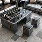 Abstract Slate Coffee Cocktail Table with Storage Drawers Rectangle