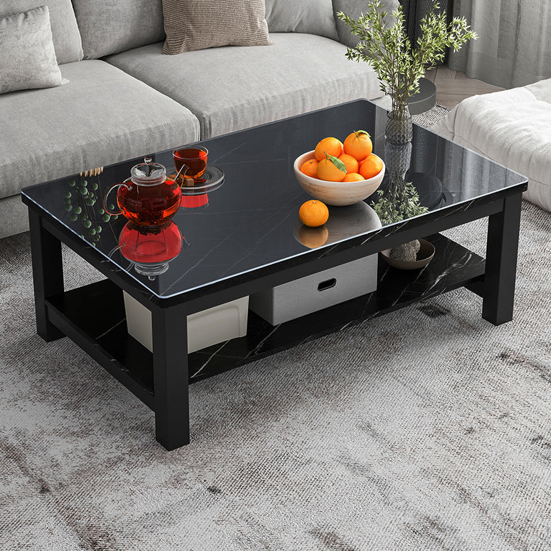 Modern Rectangular Coffee Table 4 Legs Cocktail Table with Shelf Clearhalo 'Coffee & Accent Tables' 'Coffee Tables' 'coffee_tables' 'furn' 'furn_coffee_tables' 'Furniture' 'Living Room Furniture' 7656182