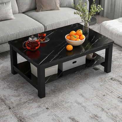 Modern Rectangular Coffee Table 4 Legs Cocktail Table with Shelf 39.5"L x 19"W x 18"H Black Wood Clearhalo 'Coffee & Accent Tables' 'Coffee Tables' 'coffee_tables' 'furn' 'furn_coffee_tables' 'Furniture' 'Living Room Furniture' 7656183