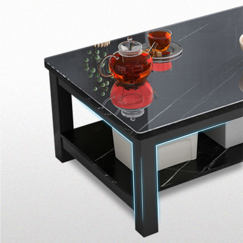 Modern Rectangular Coffee Table 4 Legs Cocktail Table with Shelf Clearhalo 'Coffee & Accent Tables' 'Coffee Tables' 'coffee_tables' 'furn' 'furn_coffee_tables' 'Furniture' 'Living Room Furniture' 7656195