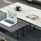 Rectangular Slate Top Coffee Table Abstract Base Cocktail Table with Storage