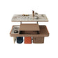 Rectangular Slate Top Coffee Table Abstract Base Cocktail Table with Storage