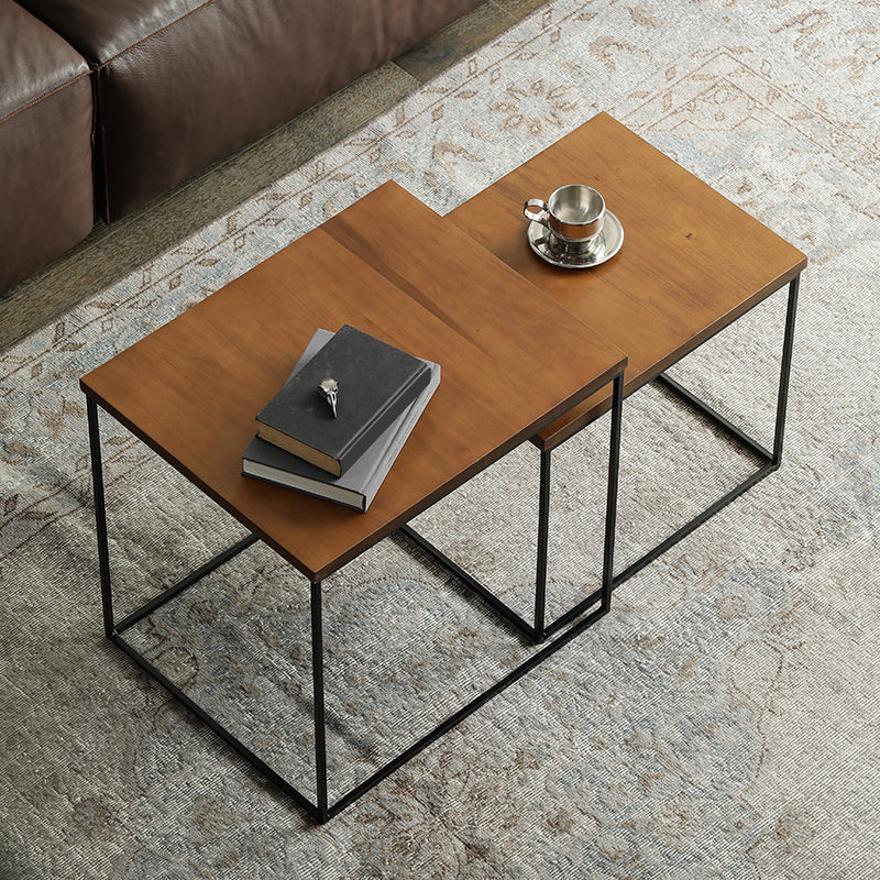 Industrieller Cocktailtisch, rechteckiger Kaffee-Cocktailtisch aus massivem Holz