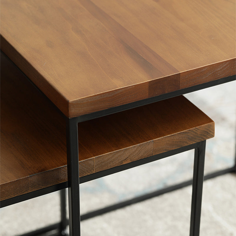 Industrieller Cocktailtisch, rechteckiger Kaffee-Cocktailtisch aus massivem Holz